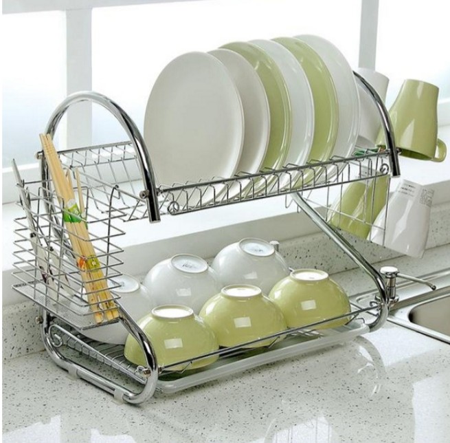 2 Tiers Kitchen Dish Cup Drying Rack